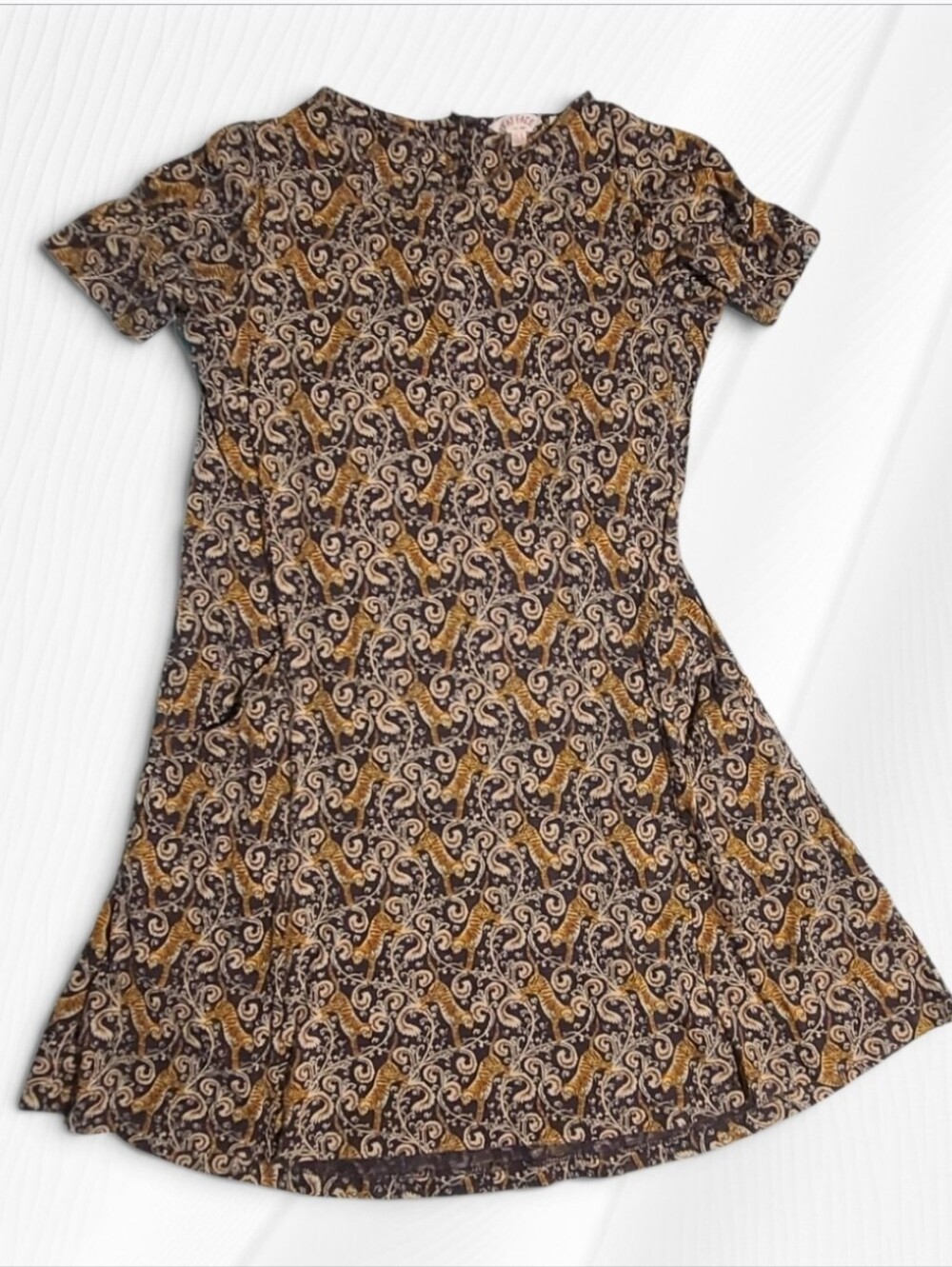 FatFace Tiger Paisley Vine A-Line Cotton Mini Dress - US 4 / UK 8